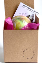 Hand Painted Glass Chirstmas Bauble - Acrylic Pour Design - White, Grey, Yellow, Pink and Silver 1