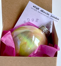 Hand Painted Glass Chirstmas Bauble - Acrylic Pour Design - White, Grey, Yellow, Pink and Silver 2