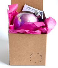 Hand Painted Glass Christmas Bauble - Acrylic Pour Design - Neon Pink, White, Black, Purple, Grey and Silver