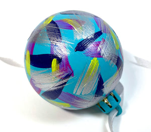 Hand Painted Christmas Bauble - Teal, Lime Green, Navy, Purple and Silver