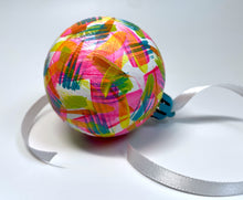 Hand Painted Christmas Bauble - White, Neon Pink, Orange, Lime Green and Teal