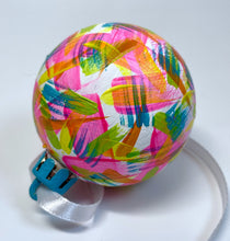 Hand Painted Christmas Bauble - White, Neon Pink, Orange, Lime Green and Teal