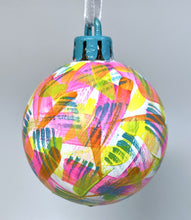 Hand Painted Christmas Bauble - White, Neon Pink, Orange, Lime Green and Teal