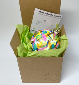Hand Painted Christmas Bauble - White, Pink, Gold, Teal, Yellow and Navy