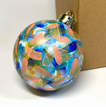 Hand Painted Christmas Bauble - Turquoise, Navy, Gold, Salmon, Orange, Yellow and Teal
