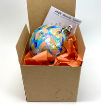 Hand Painted Christmas Bauble - Turquoise, Navy, Gold, Salmon, Orange, Yellow and Teal