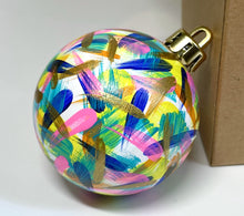 Hand Painted Christmas Bauble - White, Pink, Gold, Teal, Yellow and Navy