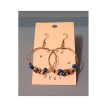 Double Gold Plated Hoop Drop Earrings - Turquoise Beads - eDgE dEsiGn London