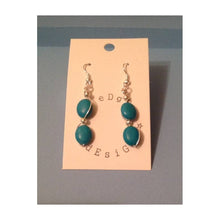 Turquoise Oval Bead Earrings - Silver Plated - eDgE dEsiGn London
