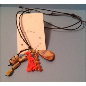 Multi-strand beaded pendant on adjustable cord necklace - eDgE dEsiGn London