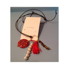 Leather Necklace with Pendants - Millefiori, Pearls, Tigers Eye and Tassel - eDgE dEsiGn London
