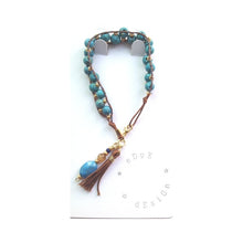 Hand Stitched Beaded Bracelet - Turquoise and brown beads - eDgE dEsiGn London