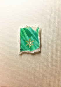Original Hand Painted Christmas Card - Snowflake Collection - Green 1 - eDgE dEsiGn London