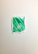 Original Hand Painted Christmas Card - Snowflake Collection - Green 1 - eDgE dEsiGn London