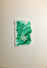 Original Hand Painted Christmas Card - Snowflake Collection - Green 2 - eDgE dEsiGn London