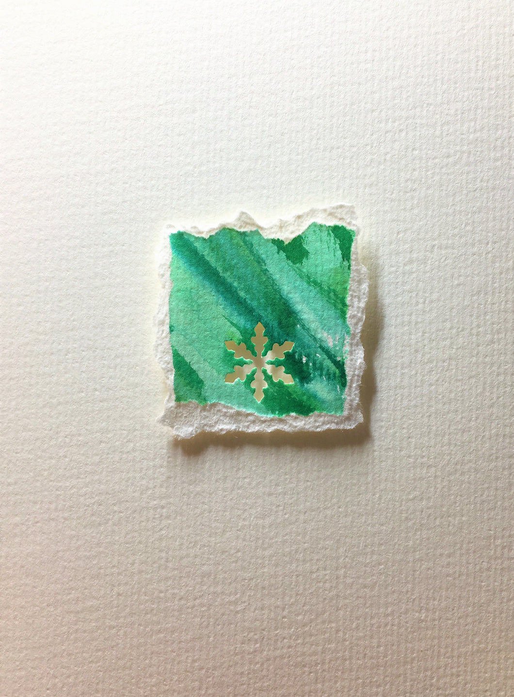 Original Hand Painted Christmas Card - Snowflake Collection - Green 4 - eDgE dEsiGn London