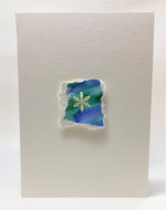 Original Hand Painted Christmas Card - Snowflake Collection - Blue/Green 2 - eDgE dEsiGn London