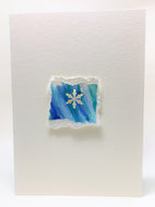 Original Hand Painted Christmas Card - Snowflake Collection - Blue/Green 3 - eDgE dEsiGn London