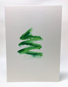 Original Hand Painted Christmas Card - Abstract Green Christmas Tree 2 - eDgE dEsiGn London