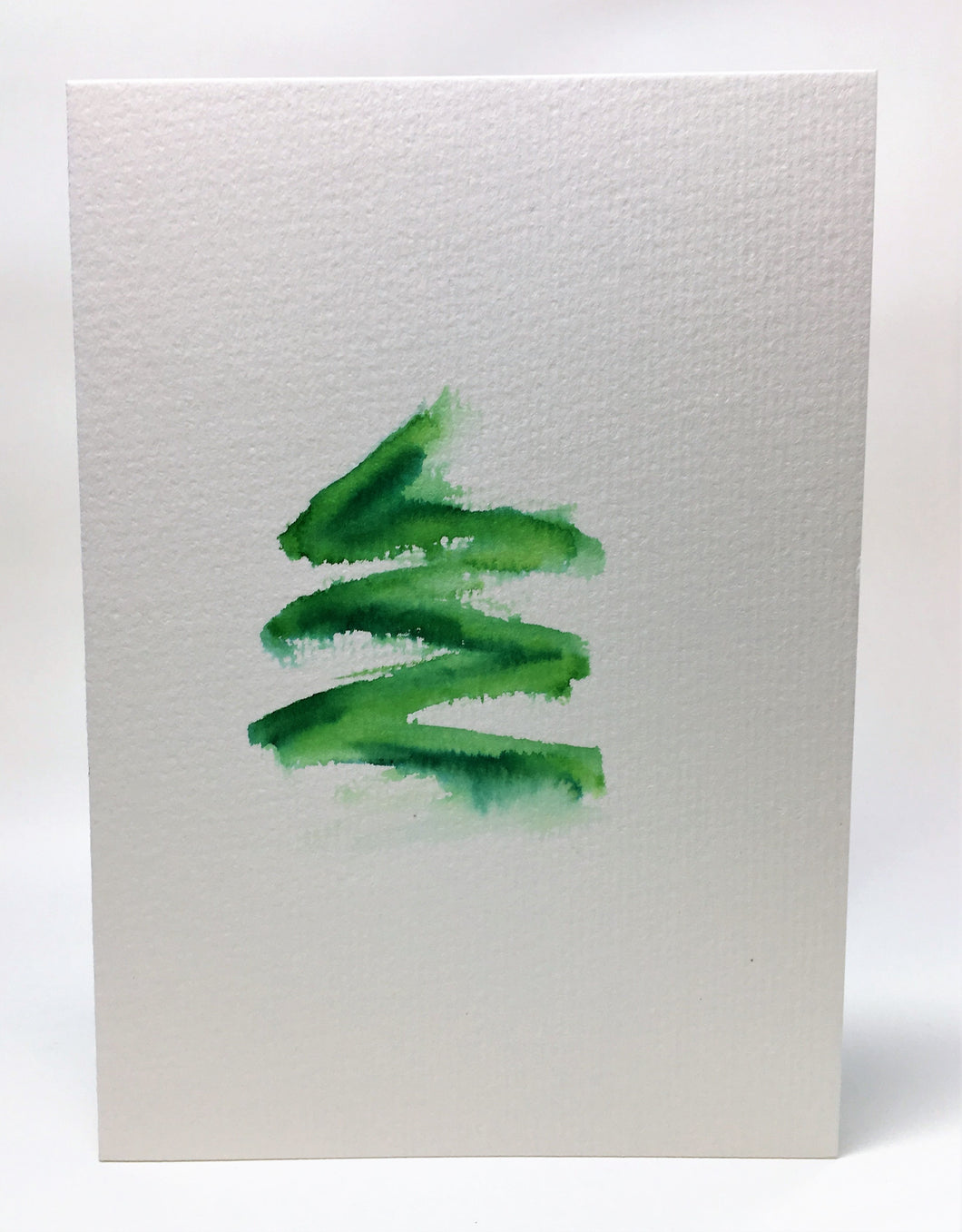 Original Hand Painted Christmas Card - Abstract Green Christmas Tree 2 - eDgE dEsiGn London