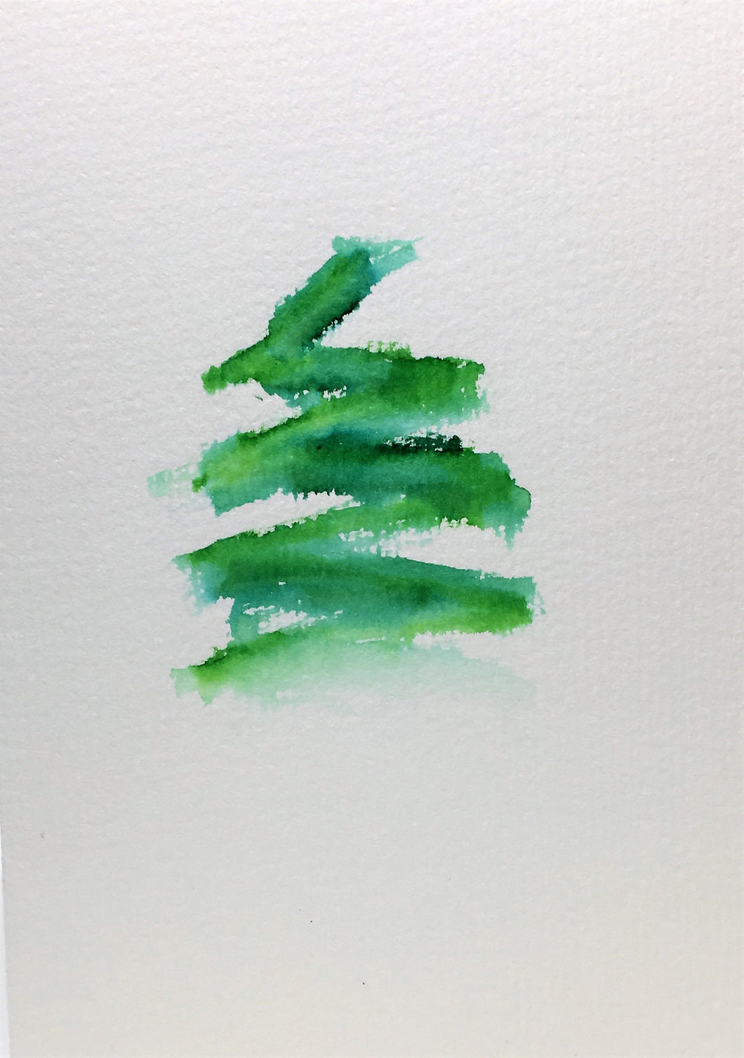 Original Hand Painted Christmas Card - Abstract Green Christmas Tree 3 - eDgE dEsiGn London