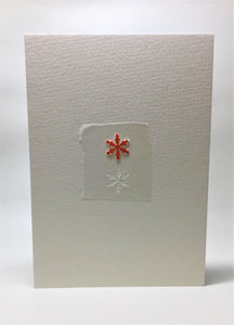 Original Hand Painted Christmas Card - Snowflake Collection - Red/Opaque - eDgE dEsiGn London