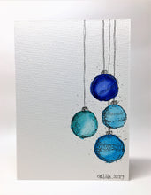 Original Hand Painted Christmas Card - Bauble Collection - Abstract Navy/Jade/Blue - eDgE dEsiGn London