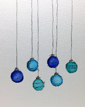 Original Hand Painted Christmas Card - Bauble Collection - Small Abstract Navy, Jade, Blue - eDgE dEsiGn London