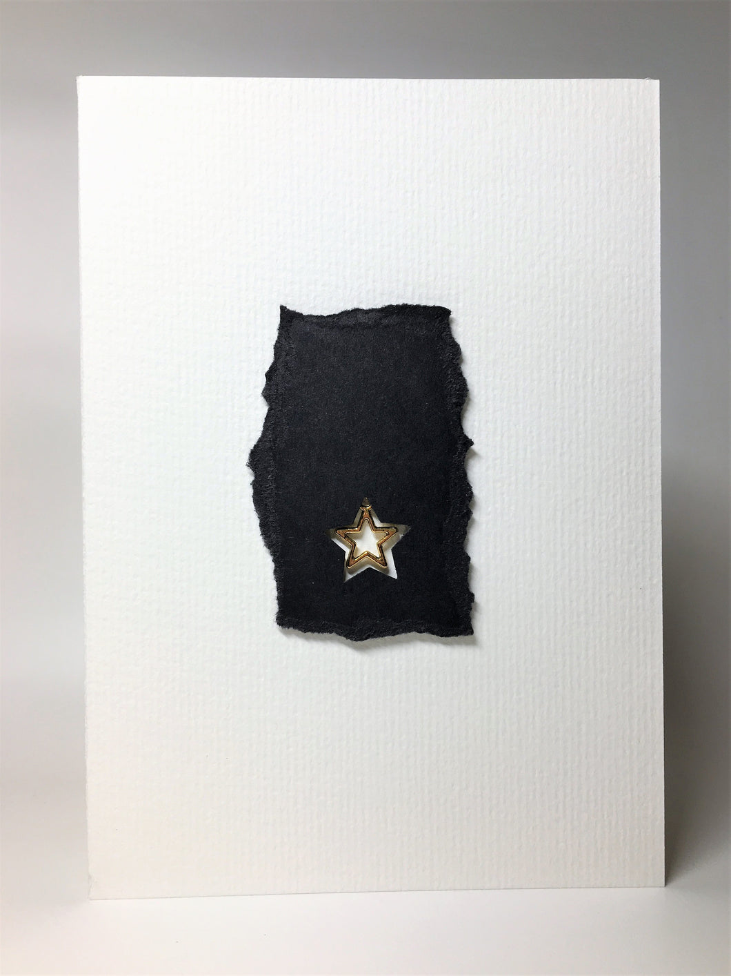 Original Handcrafted Christmas Card - Star Collection - Black and Gold - eDgE dEsiGn London