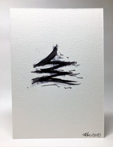 Original Hand Painted Christmas Card - Tree Collection - Black Abstract - eDgE dEsiGn London