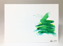 Original Hand Painted Christmas Card - Tree Collection - Green Splatter #1 - eDgE dEsiGn London