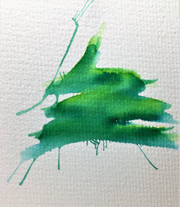 Original Hand Painted Christmas Card - Tree Collection - Green Splatter #3 - eDgE dEsiGn London