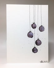 Original Hand Painted Christmas Card - Bauble Collection - Black and Grey - eDgE dEsiGn London