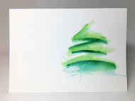 Original Hand Painted Christmas Card - Tree Collection - Green Abstract - eDgE dEsiGn London