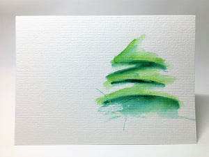Original Hand Painted Christmas Card - Tree Collection - Green Abstract - eDgE dEsiGn London