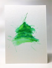 Original Hand Painted Christmas Card - Tree Collection - Green Splatter - eDgE dEsiGn London