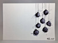 Original Hand Painted Christmas Card - Bauble Collection - Grey and Black abstract - eDgE dEsiGn London