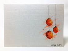 Original Hand Painted Christmas Card - Bauble Collection - Red, Orange and Yellow - eDgE dEsiGn London