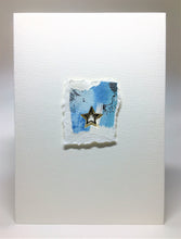 Original Handcrafted Christmas Card - Star Collection - Blue and Silver Abstract with Star - eDgE dEsiGn London