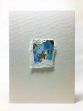 Original Handcrafted Christmas Card - Star Collection - Blue and Silver Abstract with Star - eDgE dEsiGn London