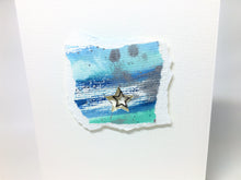 Original Handcrafted Christmas Card - Star Collection - Blue, Silver, Jade and Turquoise Abstract with Star - eDgE dEsiGn London