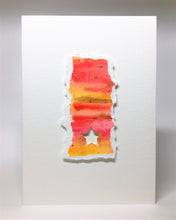Original Handcrafted Christmas Card - Star Collection - Pink, Yellow, Orange and Gold - eDgE dEsiGn London