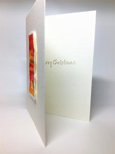 Original Handcrafted Christmas Card - Star Collection - Pink, Yellow, Orange and Gold - eDgE dEsiGn London