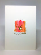Original Handcrafted Christmas Card - Star Collection - Pink, Orange, Yellow and Gold - eDgE dEsiGn London