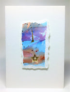 Original Handcrafted Christmas Card - Star Collection - Pink, Blue, Orange, Purple and Gold - eDgE dEsiGn London