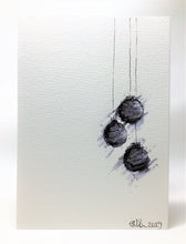 Original Hand Painted Christmas Card - Bauble Collection - Small Black, Grey and Silver abstract - eDgE dEsiGn London