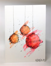 Original Hand Painted Christmas Card - Bauble Collection - Abstract Orange, Pink, Yellow and Red - eDgE dEsiGn London