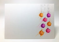 Original Hand Painted Christmas Card - Bauble Collection - Orange, Pink and Purple - eDgE dEsiGn London