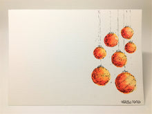 Original Hand Painted Christmas Card - Bauble Collection - Yellow, Orange and Red Design - eDgE dEsiGn London
