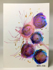 Original Hand Painted Christmas Card - Bauble Collection - Pink, Blue, Purple & Gold - eDgE dEsiGn London